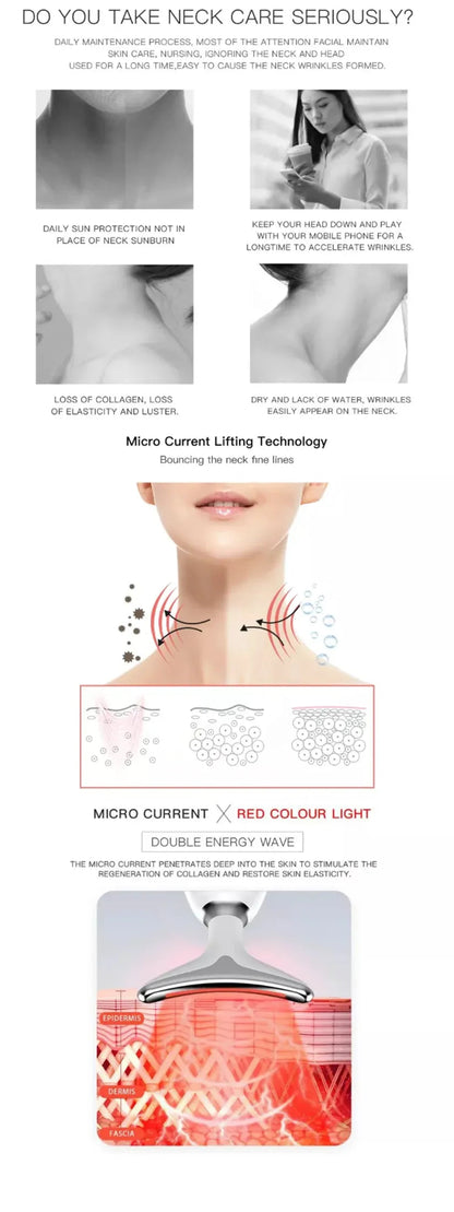 Massager for Face Lifting Facial Massagers EMS Neck Eye Massage Instrument Vibrator Microcurrents Red Light Therapy Anti Wrinkle - Random Color