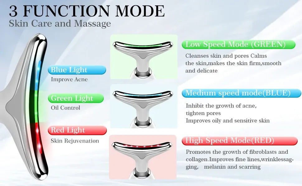 Massager for Face Lifting Facial Massagers EMS Neck Eye Massage Instrument Vibrator Microcurrents Red Light Therapy Anti Wrinkle - Random Color