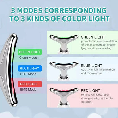 Massager for Face Lifting Facial Massagers EMS Neck Eye Massage Instrument Vibrator Microcurrents Red Light Therapy Anti Wrinkle - Random Color