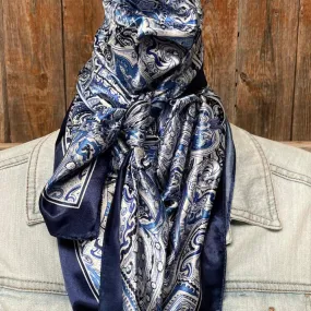 35X35 Blue & White Paisley Wild Rag