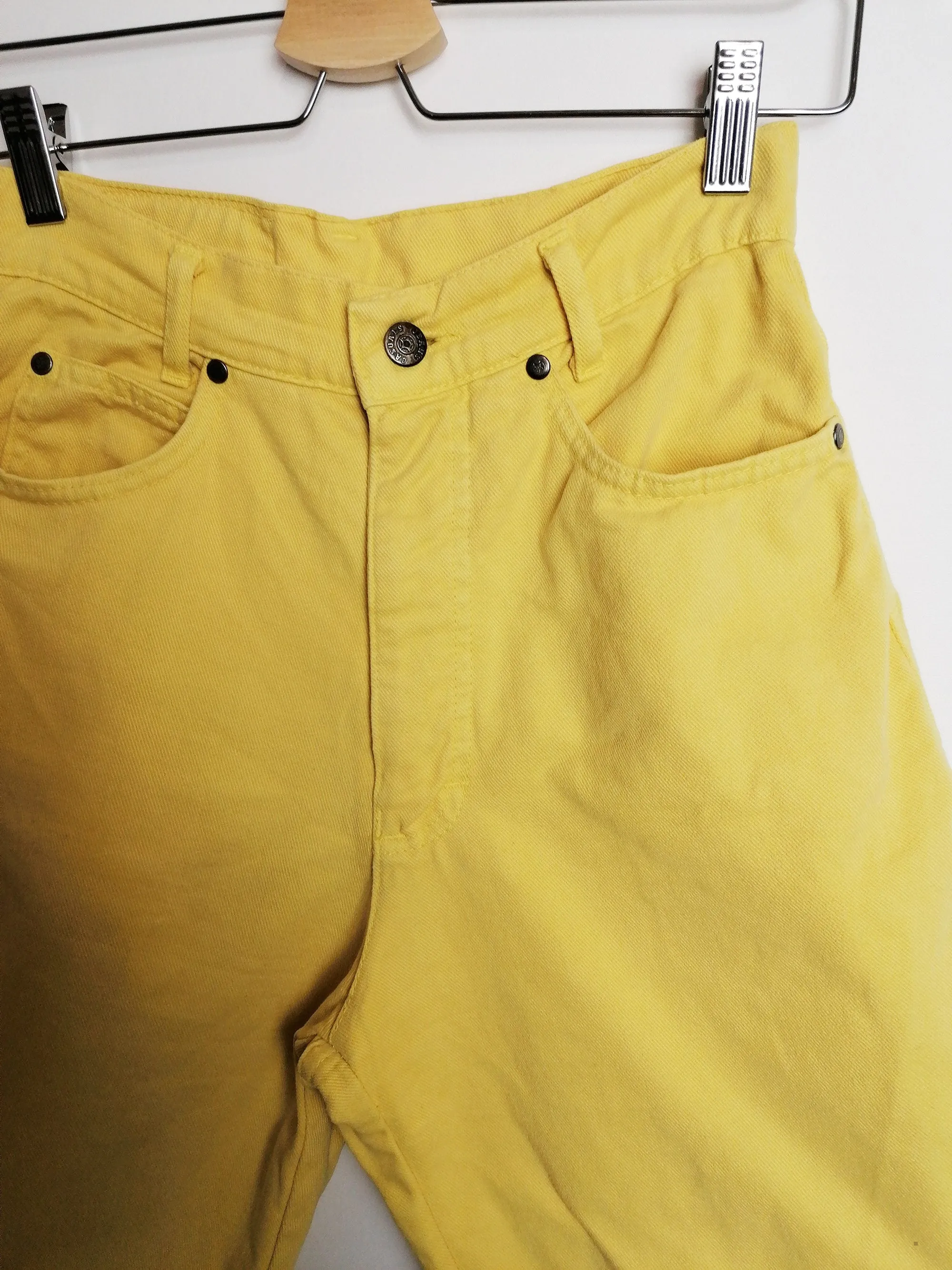 90's FLOP High Waist Retro Shorts Yellow  ~ size S-M / EU 36