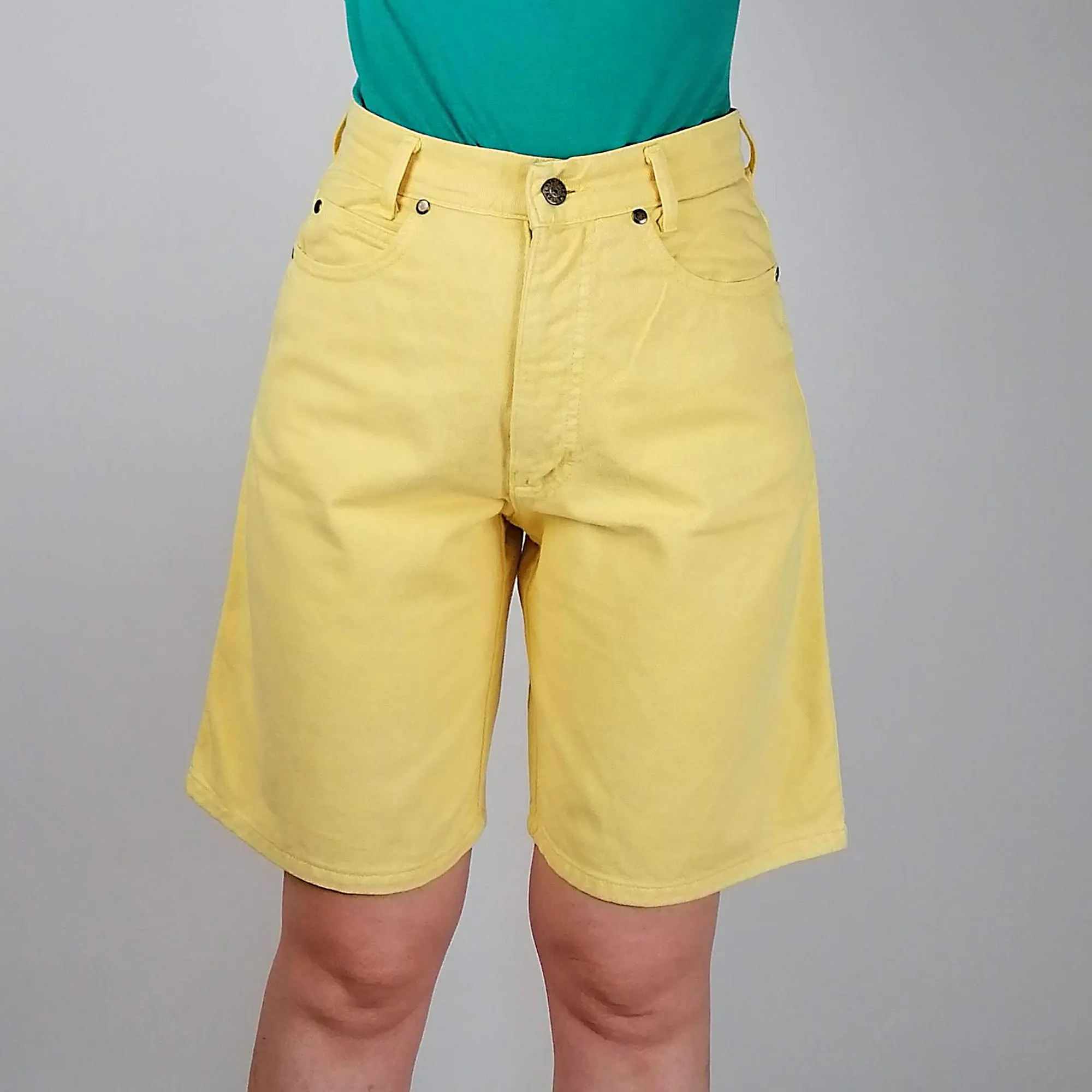 90's FLOP High Waist Retro Shorts Yellow  ~ size S-M / EU 36