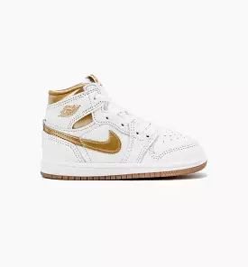 Air Jordan 1 Retro High OG White and Gold Infant Toddler Lifestyle Shoe - White/Metallic Gold/Light Brown