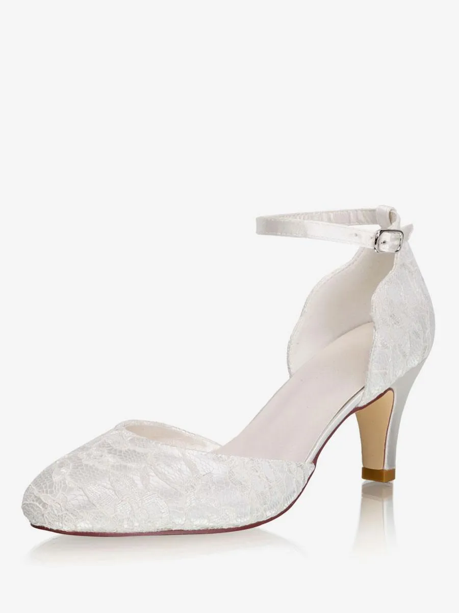 Ankle Strap Wedding Shoes D'orsay Kitten Heel 2.6