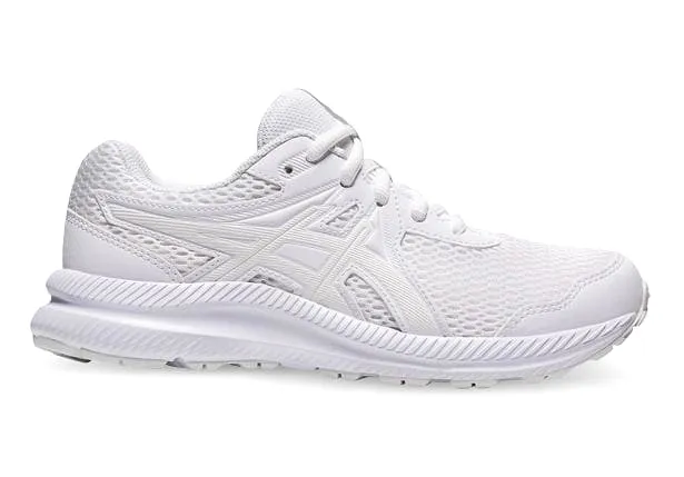 ASICS JUNIOR CONTEND-8 TRIPLE WHITE RUNNING SHOE