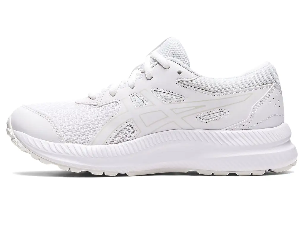 ASICS JUNIOR CONTEND-8 TRIPLE WHITE RUNNING SHOE