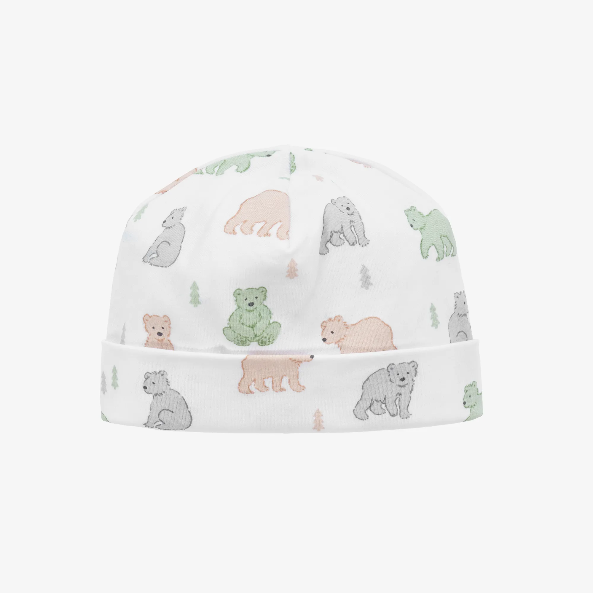 Baby Boys White Cotton Big-Hearted Bears Hat