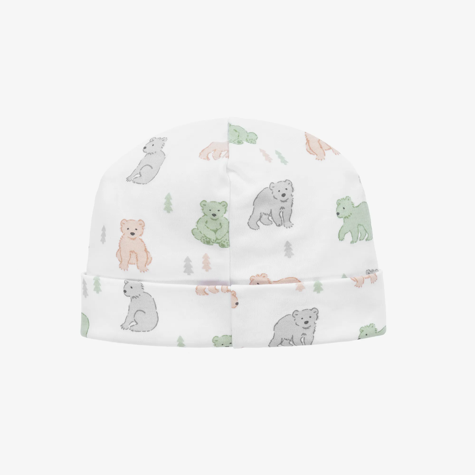 Baby Boys White Cotton Big-Hearted Bears Hat