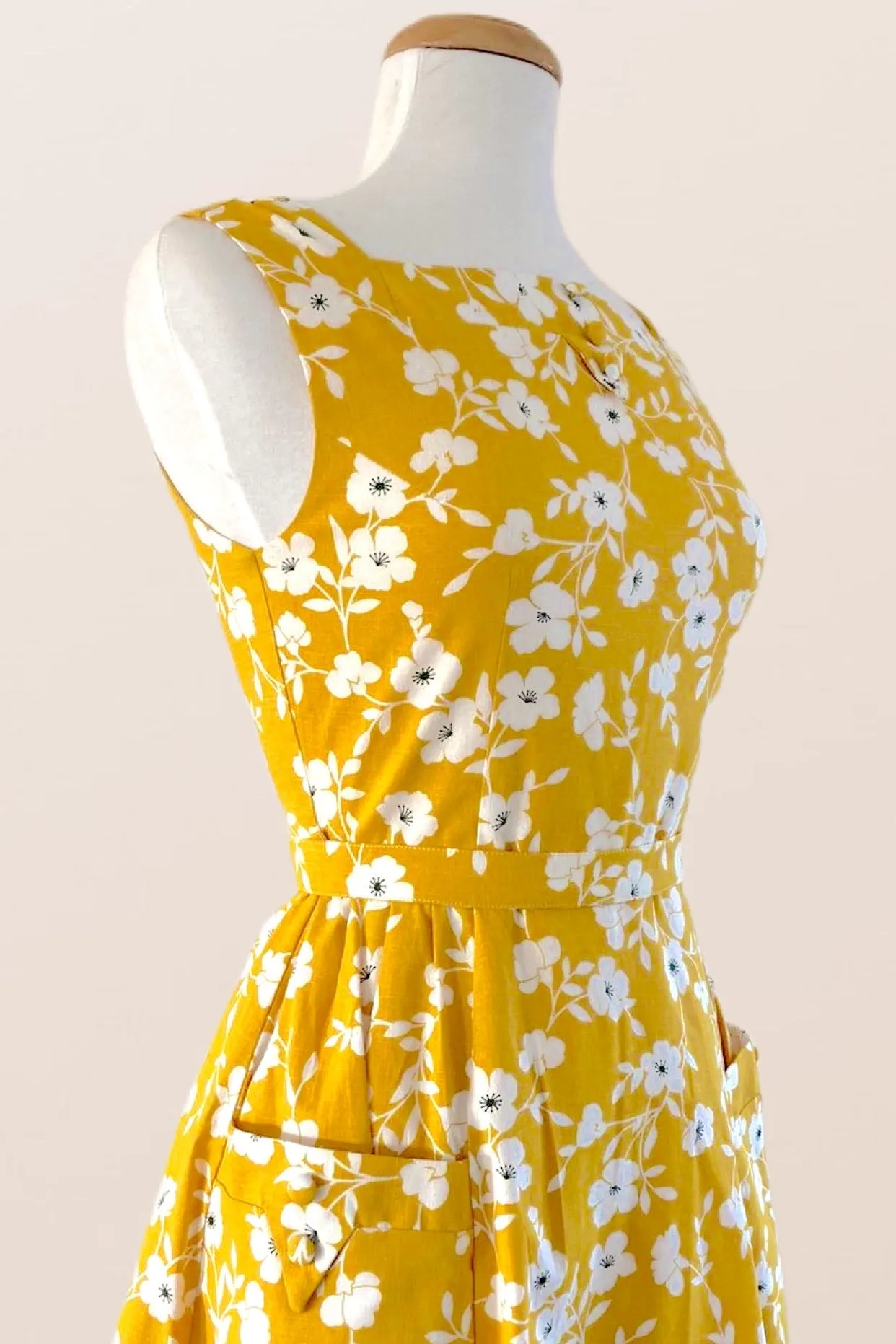 Bee Mustard & Cream Floral Dress