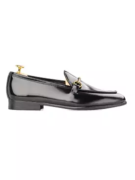 Belgian Loafer Horsebit Buckle - Black Patent (Gold Buckle)