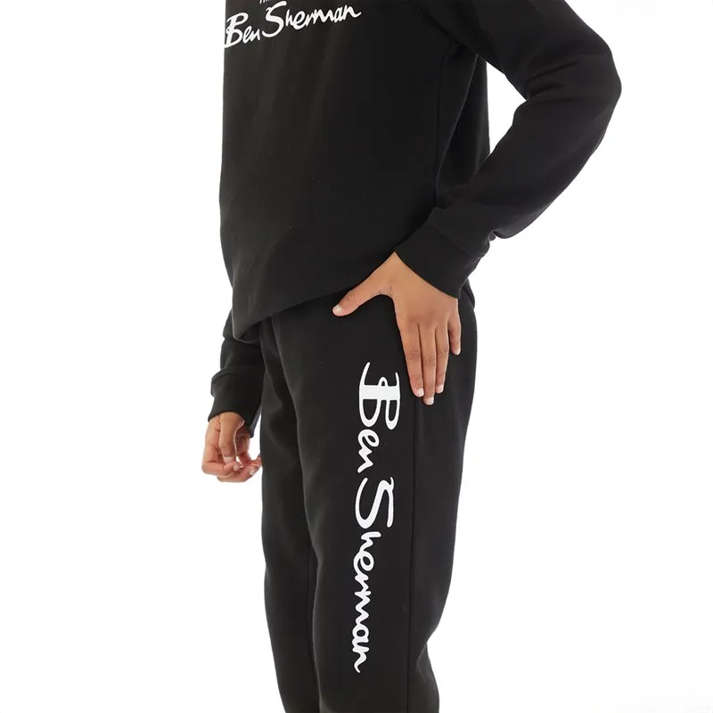 Ben Sherman Boys Big Sig Sweatshirt And Joggers Tracksuit Set Black