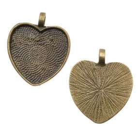 Bezel Pendant, Heart 25mm Inner Area, Antiqued Brass Tone (1 Piece)