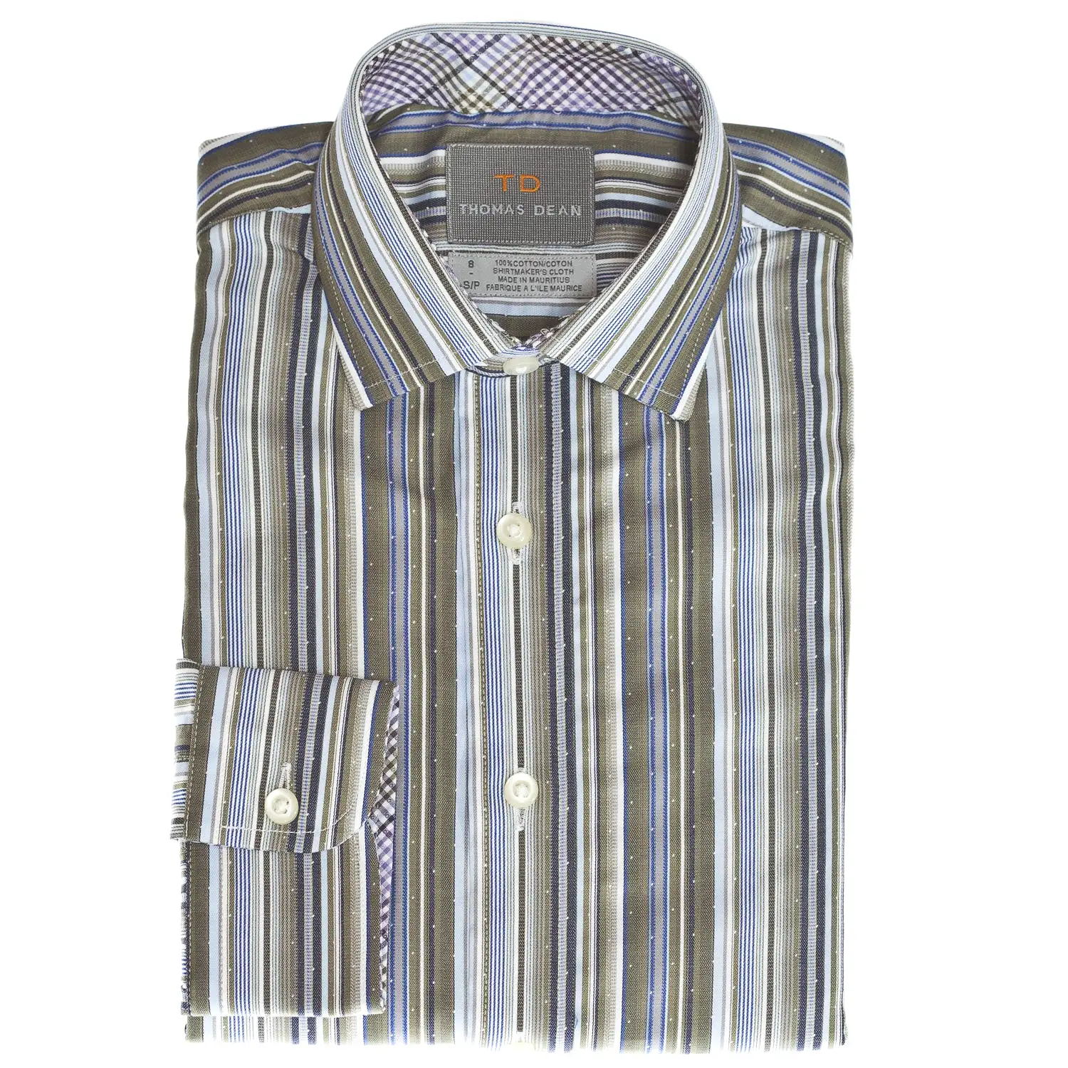 Big Boys Green Multi Stripe Button Down Shirt