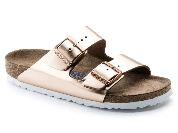 Birkenstock Arizona Metallic Copper Leather Soft Footbed Narrow