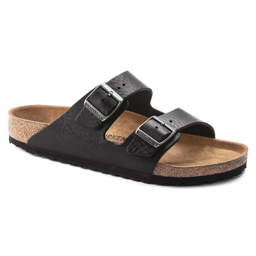 Birkenstock Men's Arizona Grip Leather Sandal in Vintage Wood Black