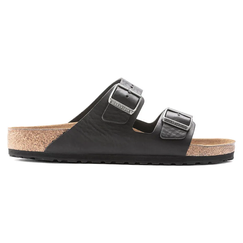 Birkenstock Men's Arizona Grip Leather Sandal in Vintage Wood Black