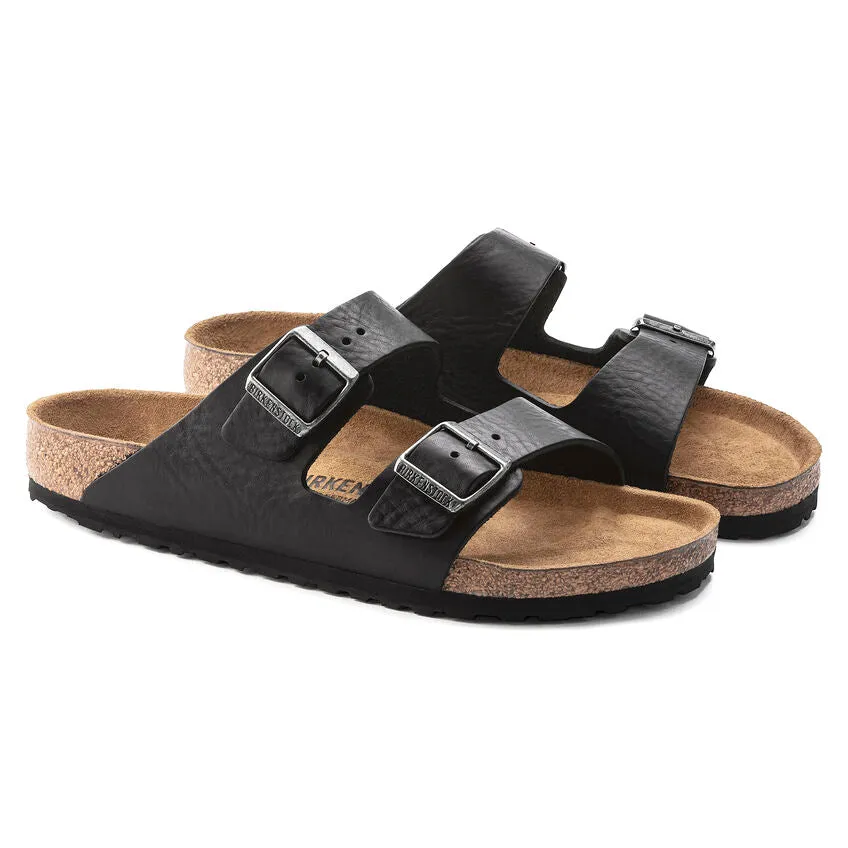 Birkenstock Men's Arizona Grip Leather Sandal in Vintage Wood Black