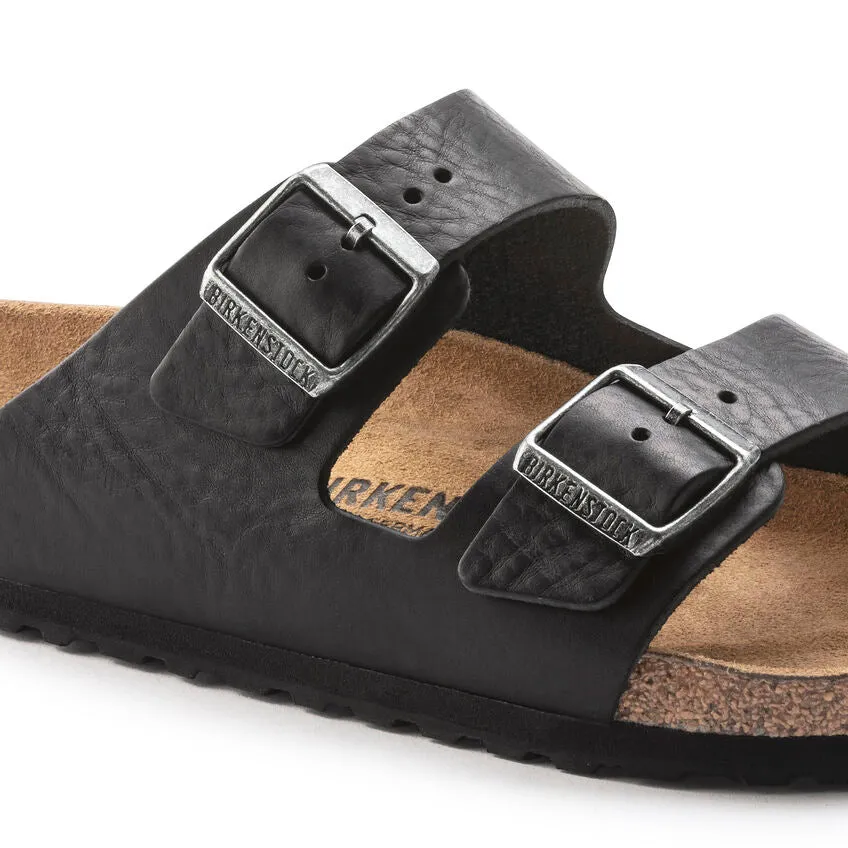 Birkenstock Men's Arizona Grip Leather Sandal in Vintage Wood Black