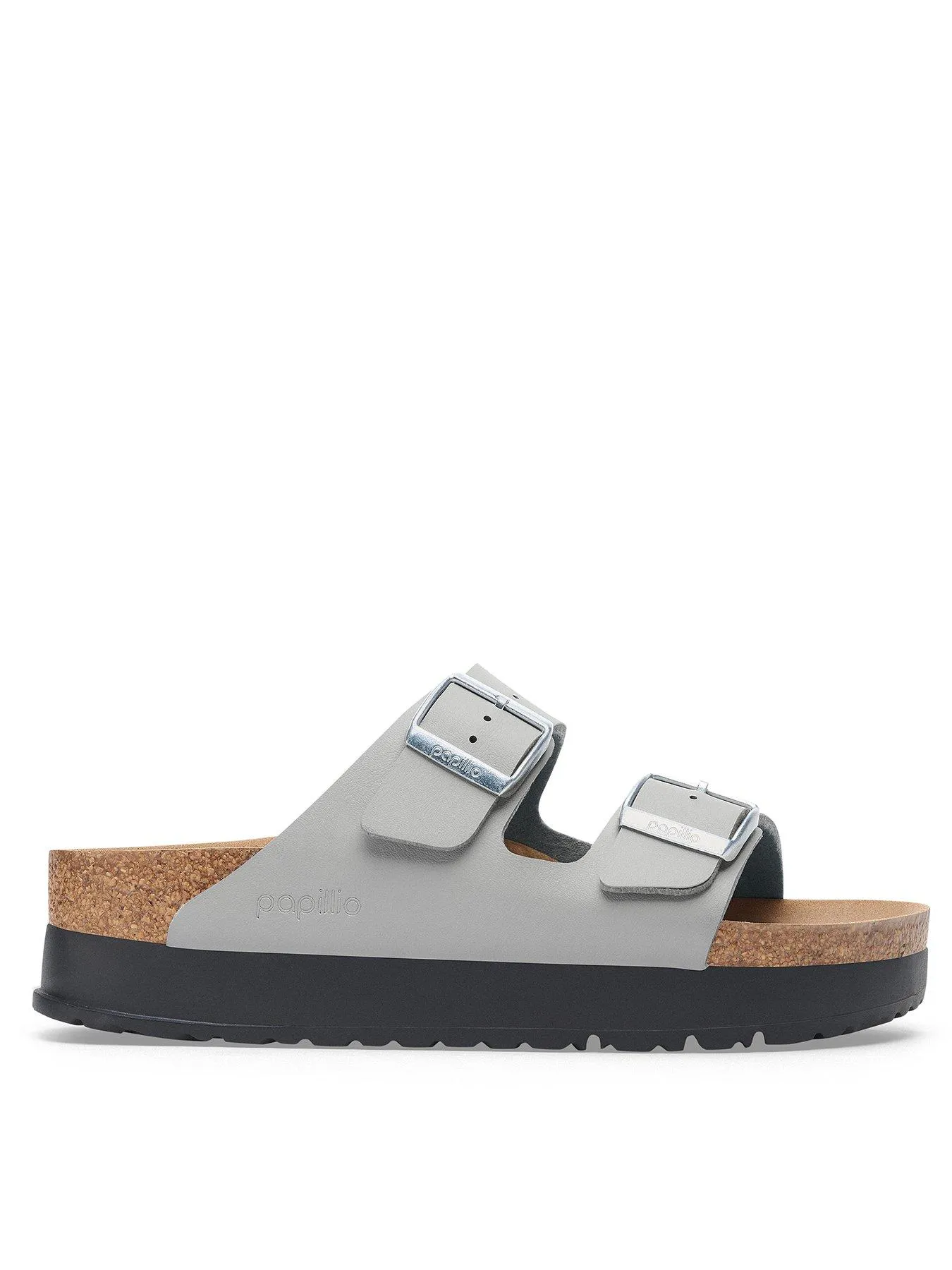 Birkenstock Two Strap Arizona Platform Vegan Birko-Flor Sandal - Stone Coin