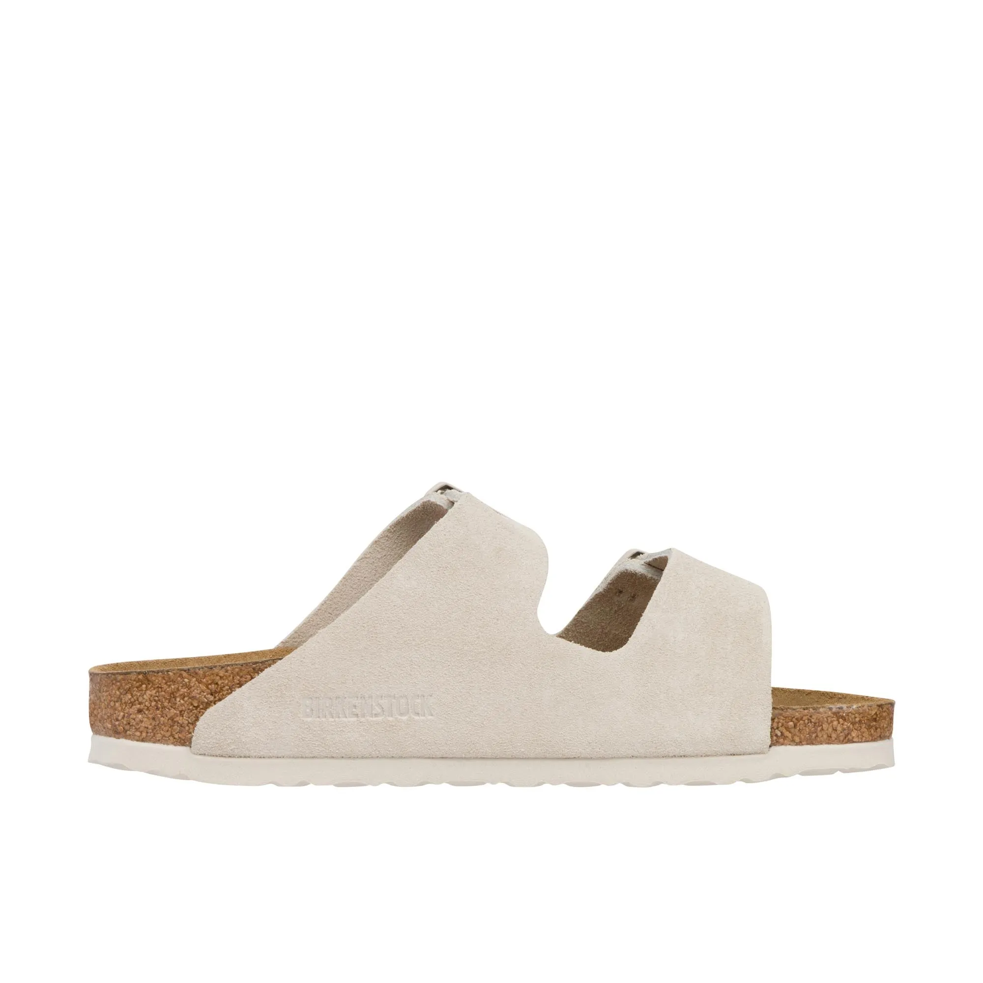 Birkenstock Womens Arizona Soft Footbed Suede Antique White