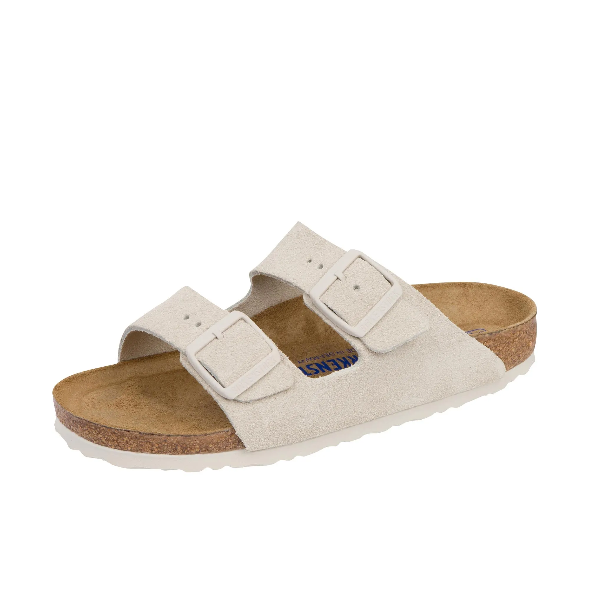 Birkenstock Womens Arizona Soft Footbed Suede Antique White