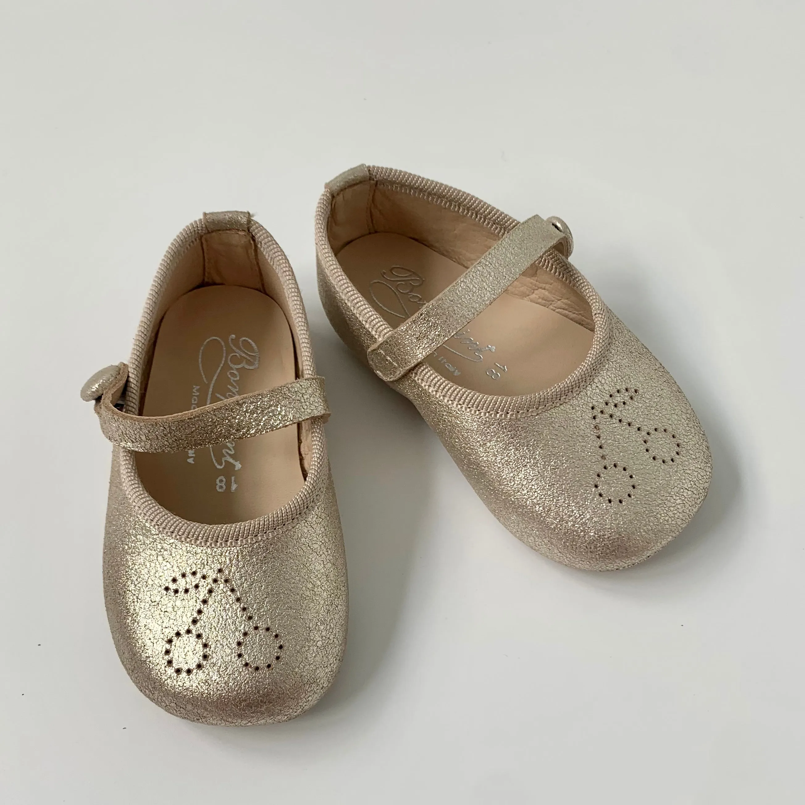 Bonpoint Gold Baby Mary-Janes: Size EU 18 (Brand New)