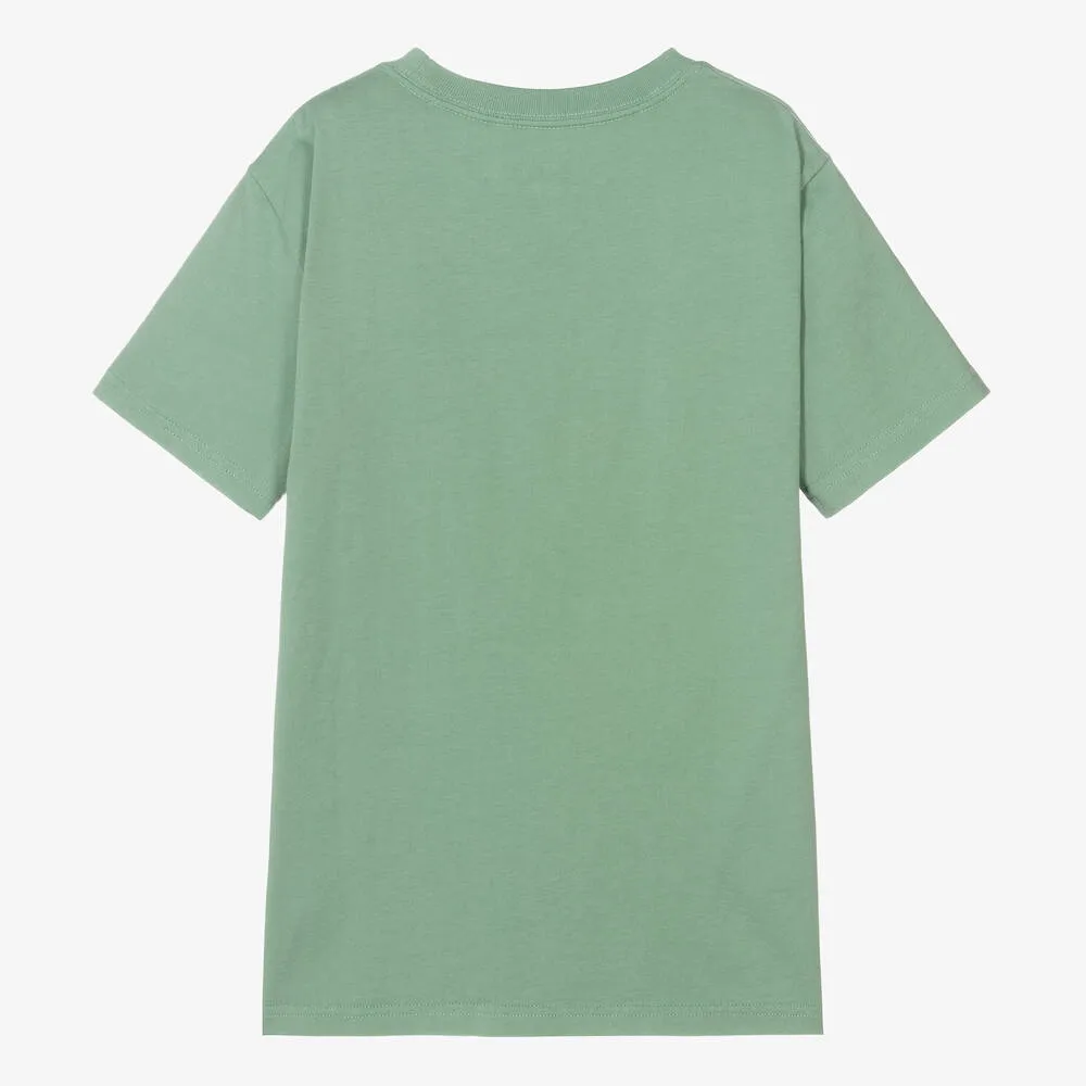 Boys Green Cotton Big Pony Logo T-Shirt