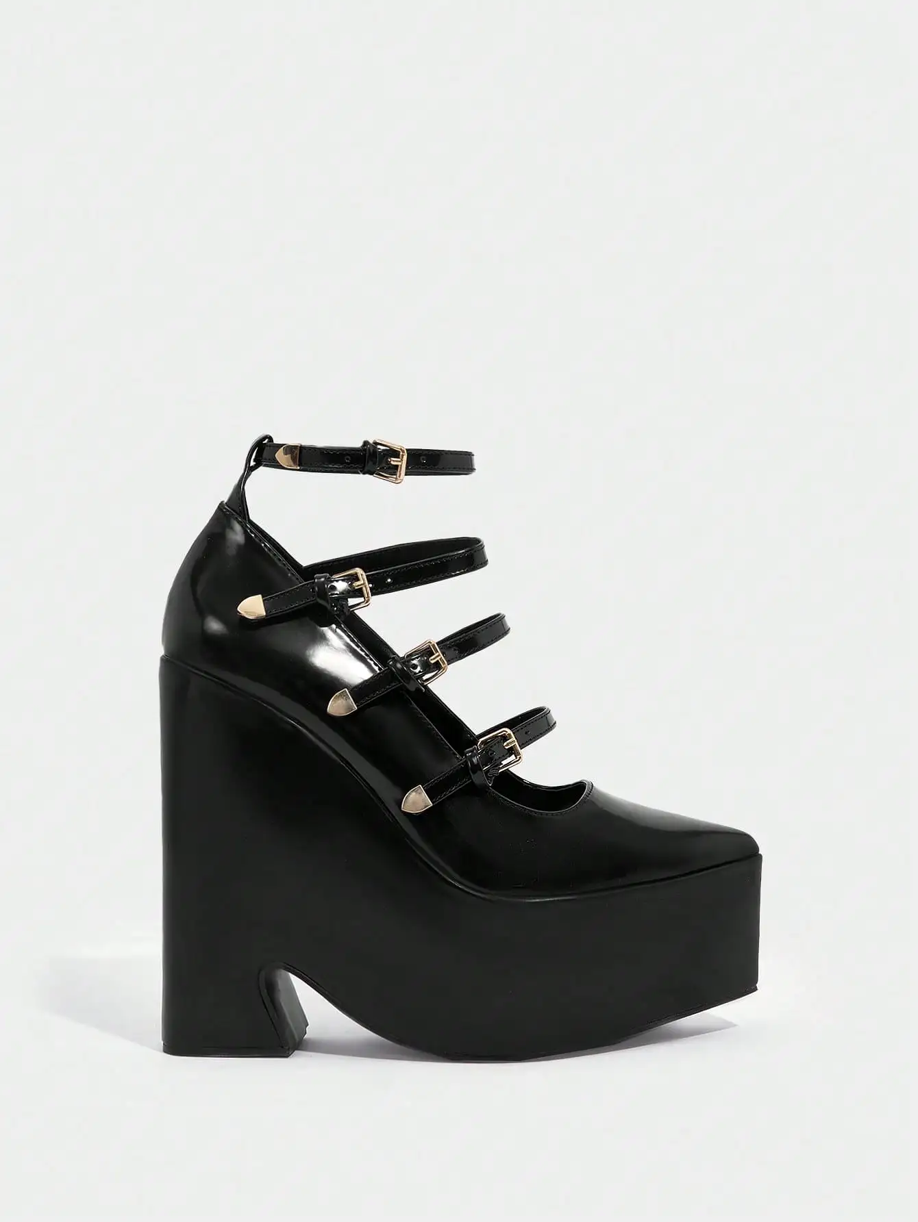 Buckle Decor Point Toe Ankle Strap Shoes