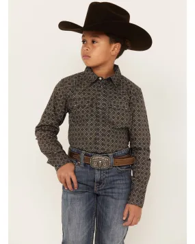 Cody James Boys' Big Bucks Geo Print Long Sleeve Western Snap Shirt