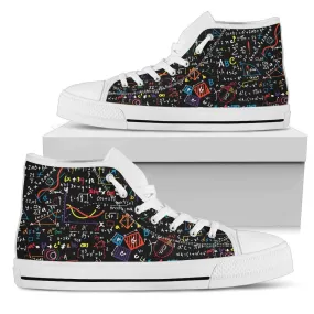 Colorful Math Formula For Math Teacher and Students Pattern Canvas High Top Shoes