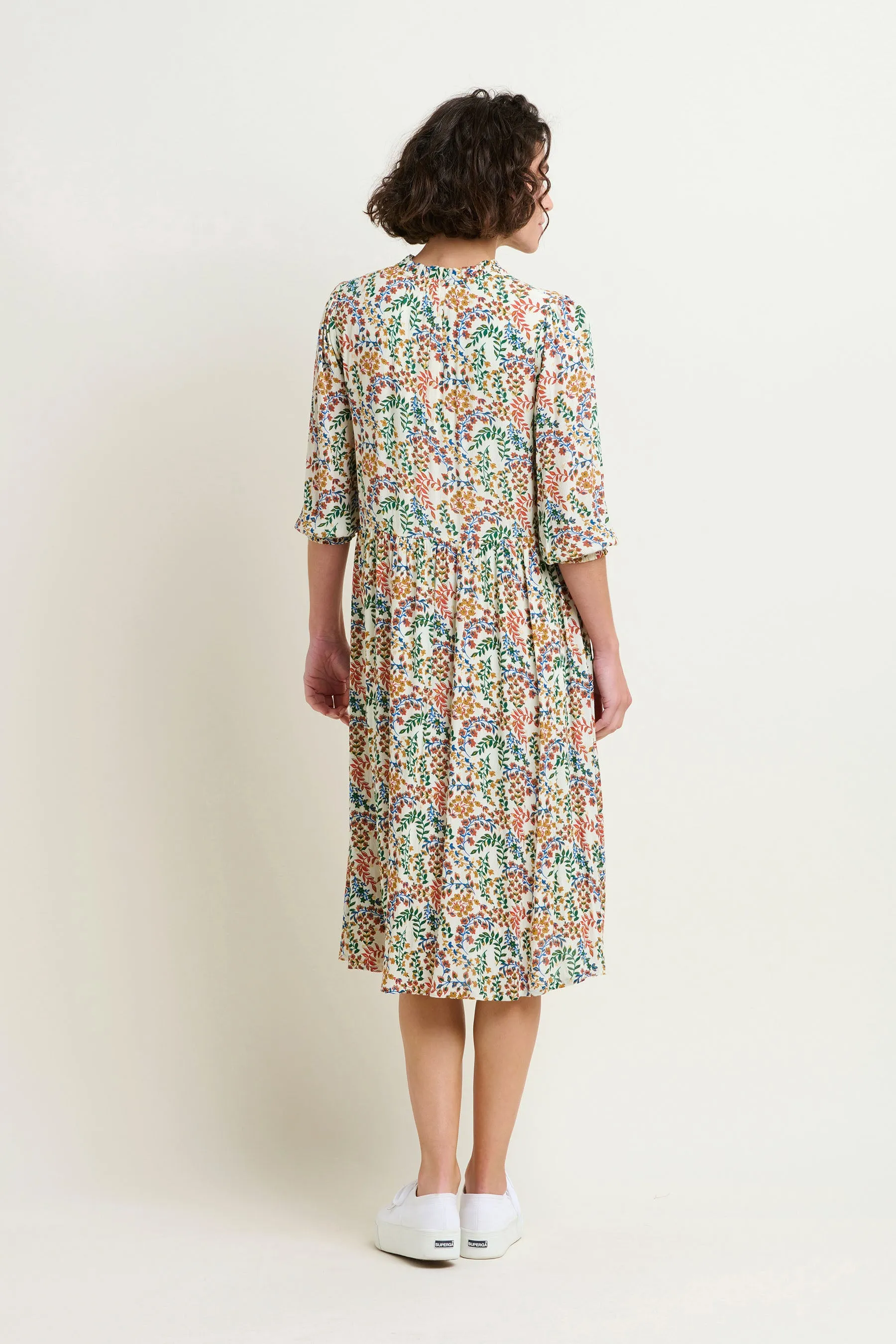 Cream Floral Paisley Midi Dress