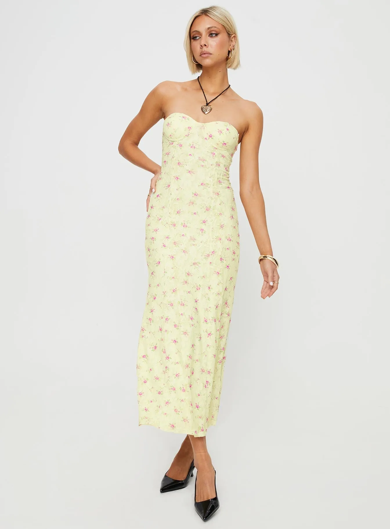 Demayne Floral Maxi Dress Cream / Pink