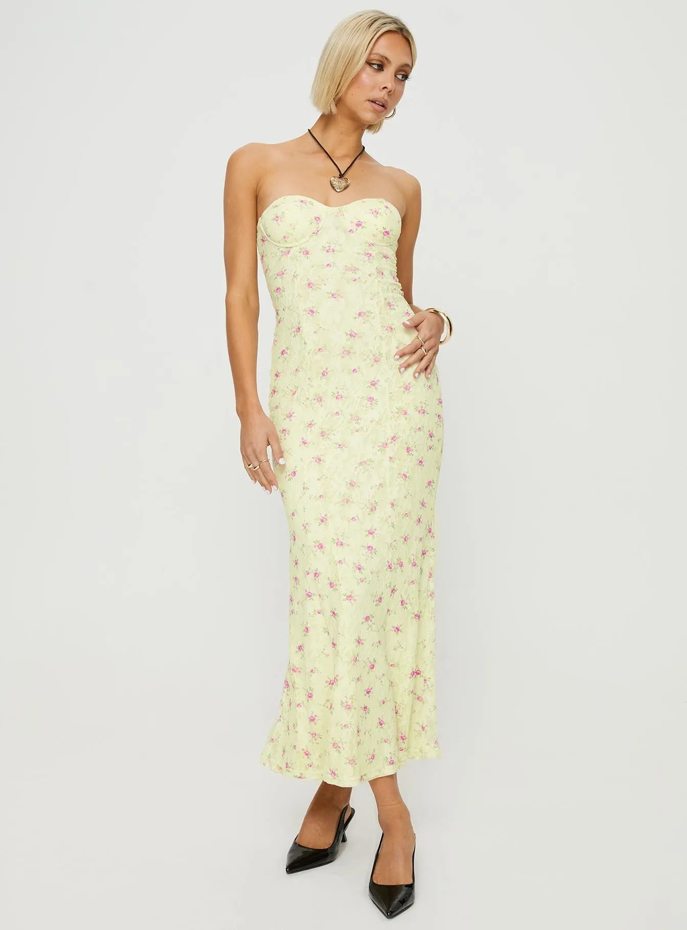 Demayne Floral Maxi Dress Cream / Pink