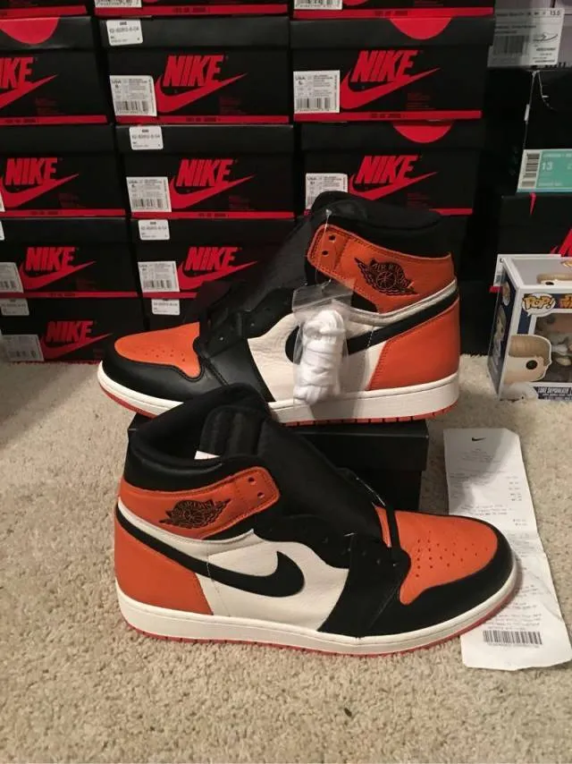 Ds sz 14 air jordan i retro high og 'shattered backboard' w