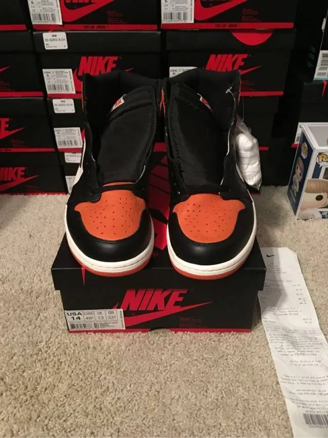 Ds sz 14 air jordan i retro high og 'shattered backboard' w