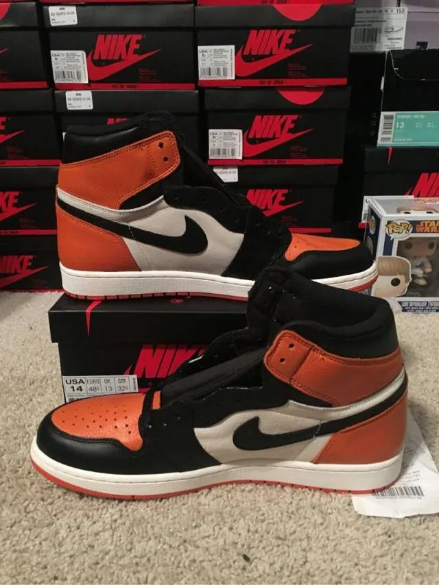 Ds sz 14 air jordan i retro high og 'shattered backboard' w