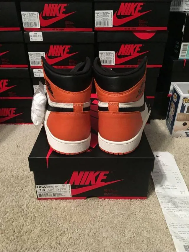 Ds sz 14 air jordan i retro high og 'shattered backboard' w