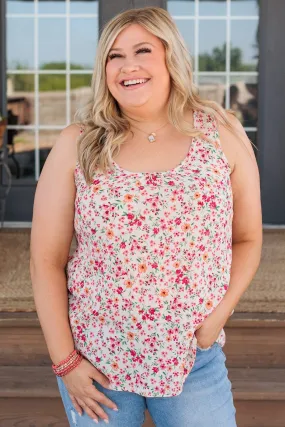 Eye Catching Beauty Floral Tank- Cream