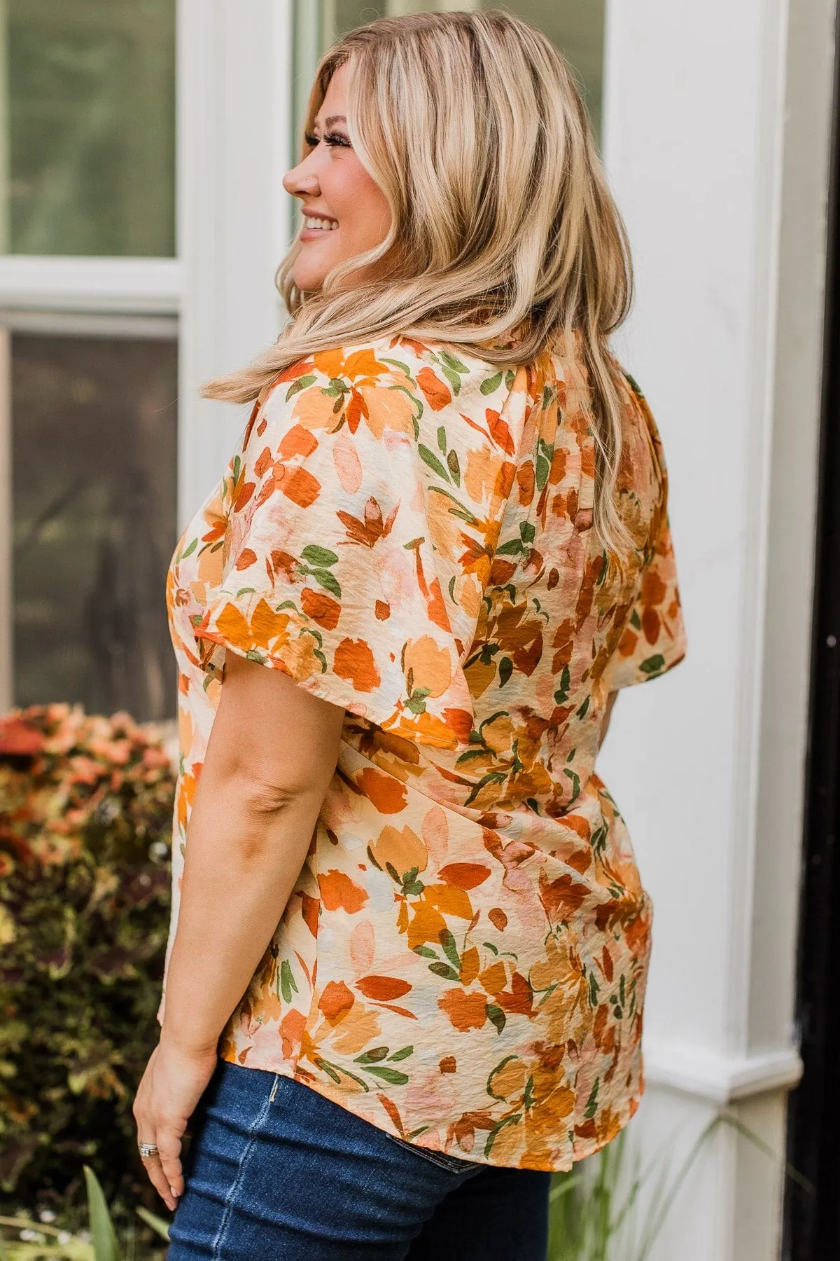 Forever Enchanted Floral Top- Cream & Camel