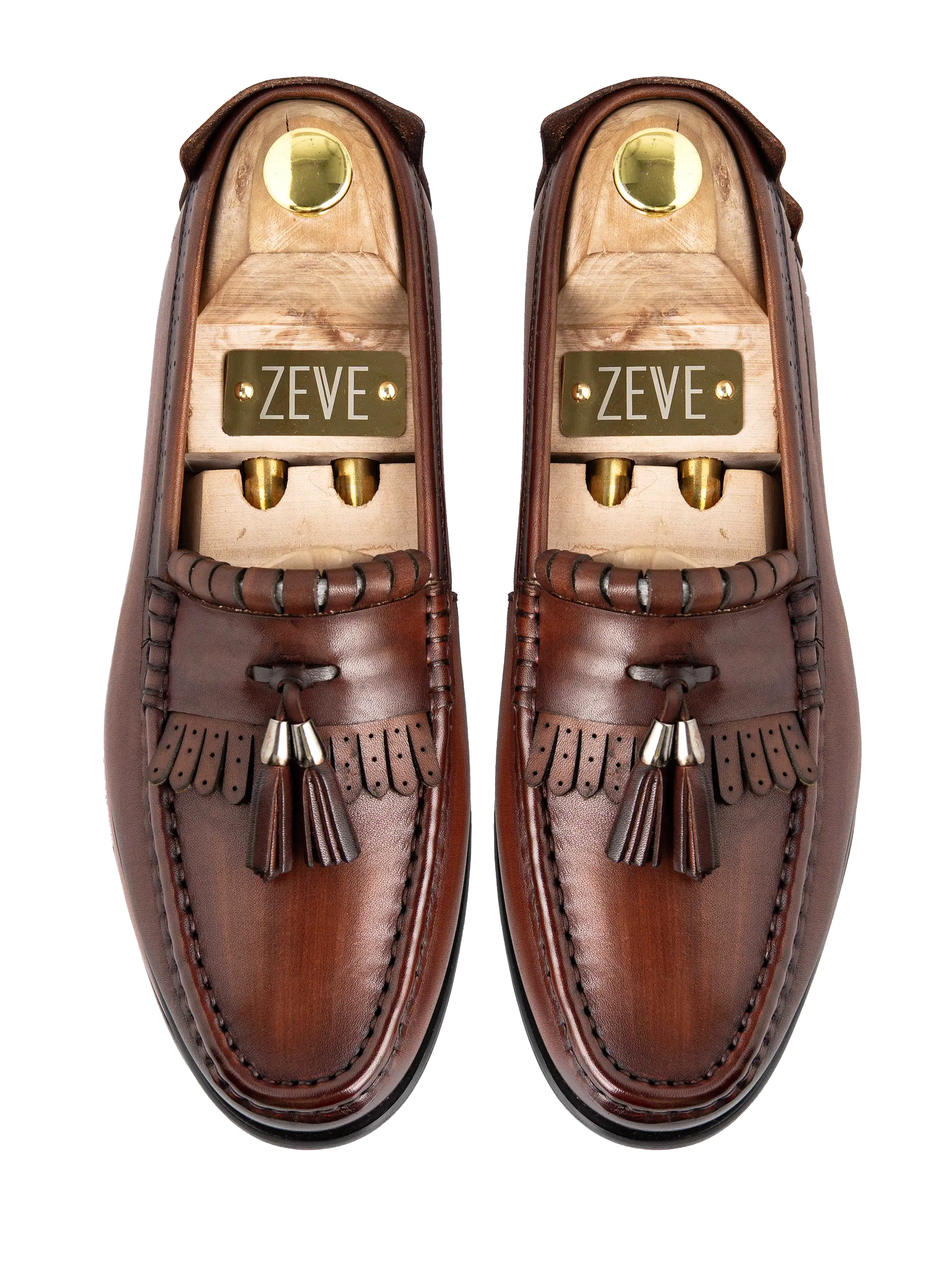 Fringe Classic Loafer - Cognac Tan with Tassel (Hand Painted Patina)