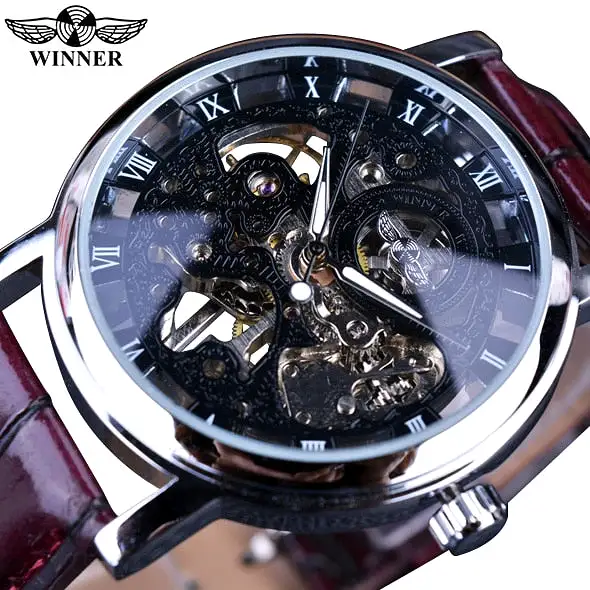 Golden Case Luxury Casual Design Brown Leather Strap Men Watches