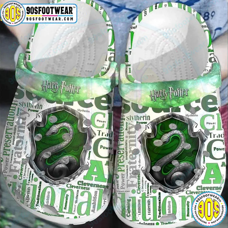 Harry Potter Crocs Slytherin House Text Harry Potter Movie Clog Shoes for HP Fan