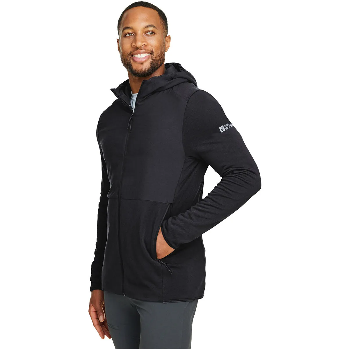 Jack Wolfskin Men's Black Pack and Go Rain Hybrid Jacket