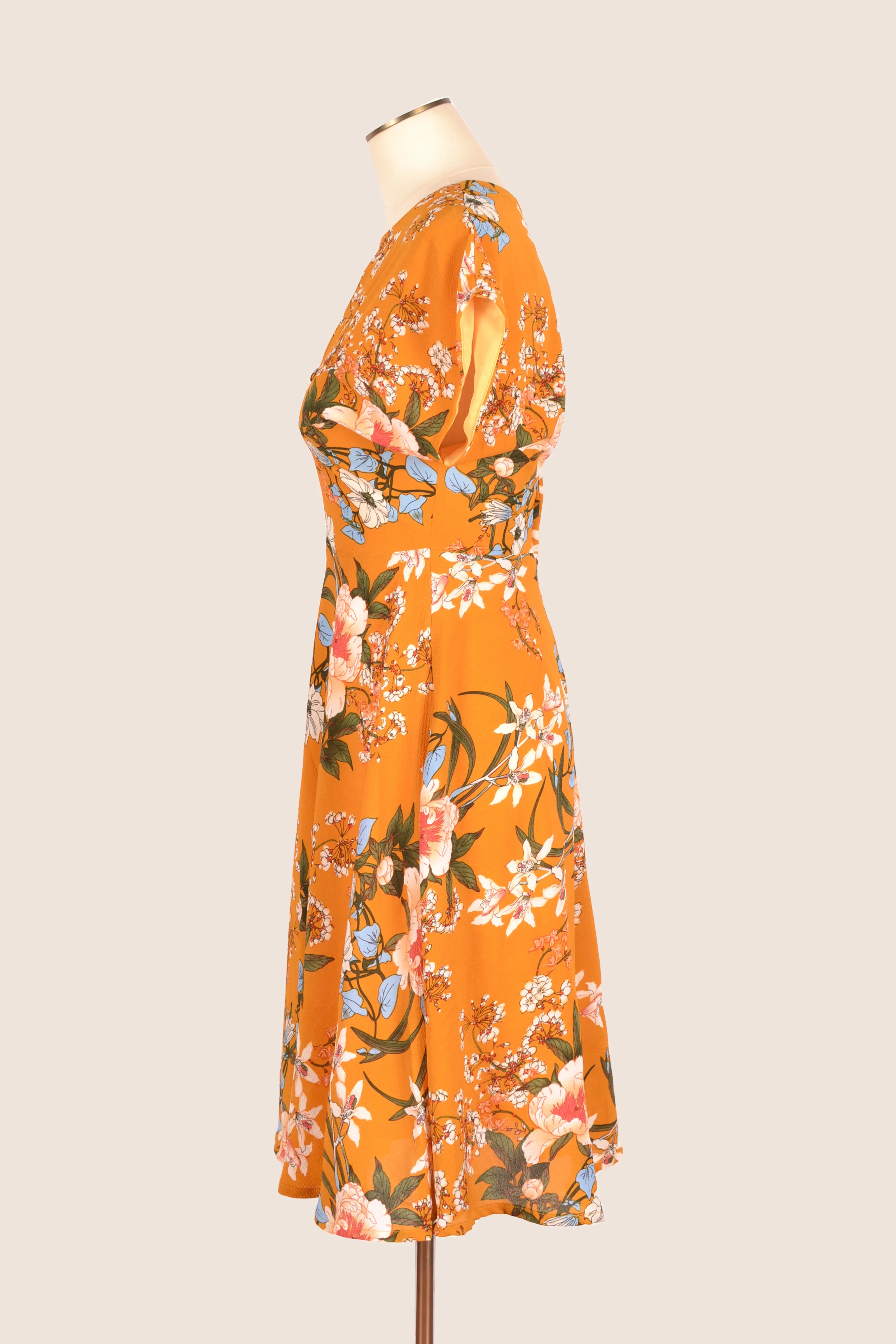 Kay Mustard & Cream Floral Dress