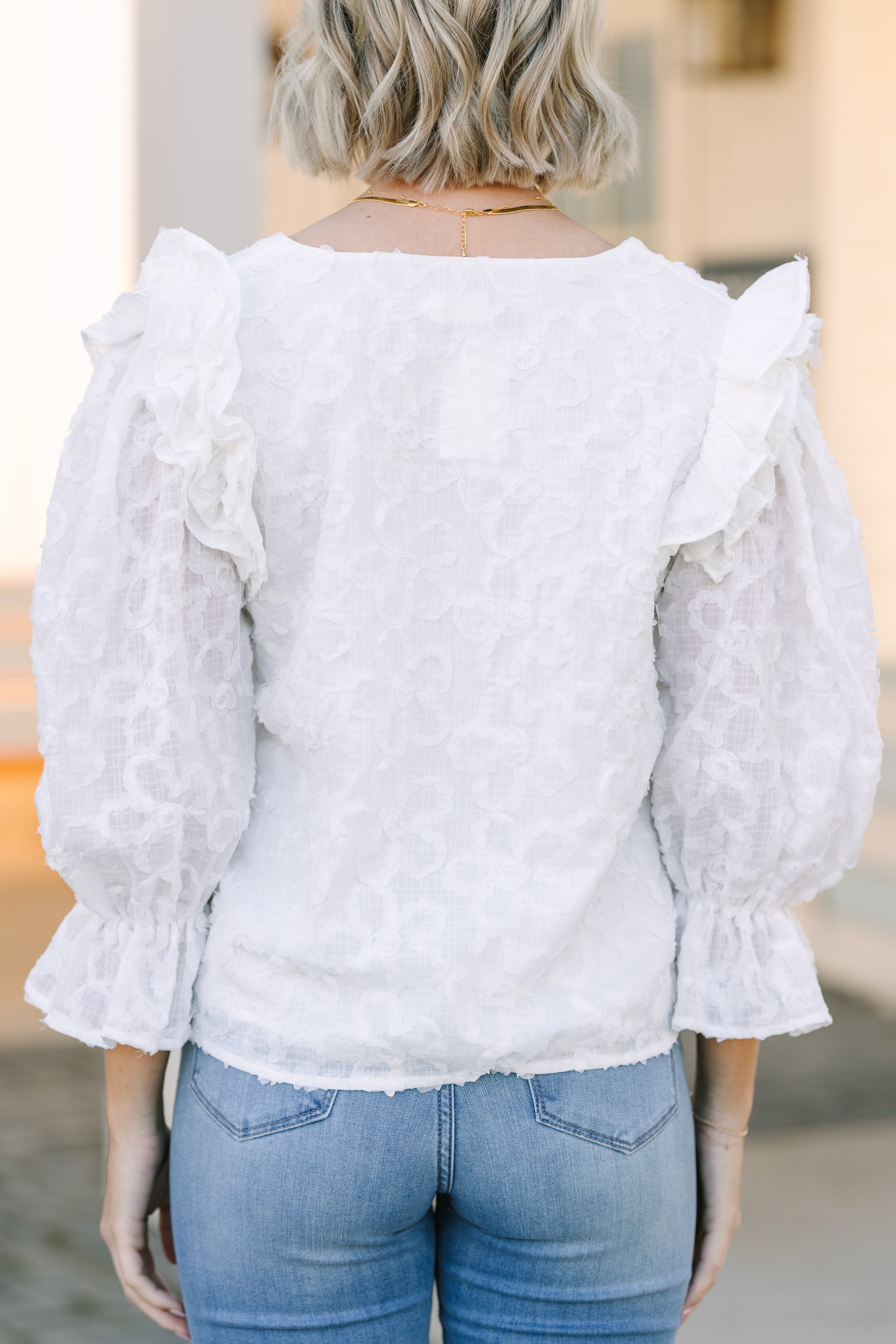 Living On Love Cream Floral Ruffled Blouse