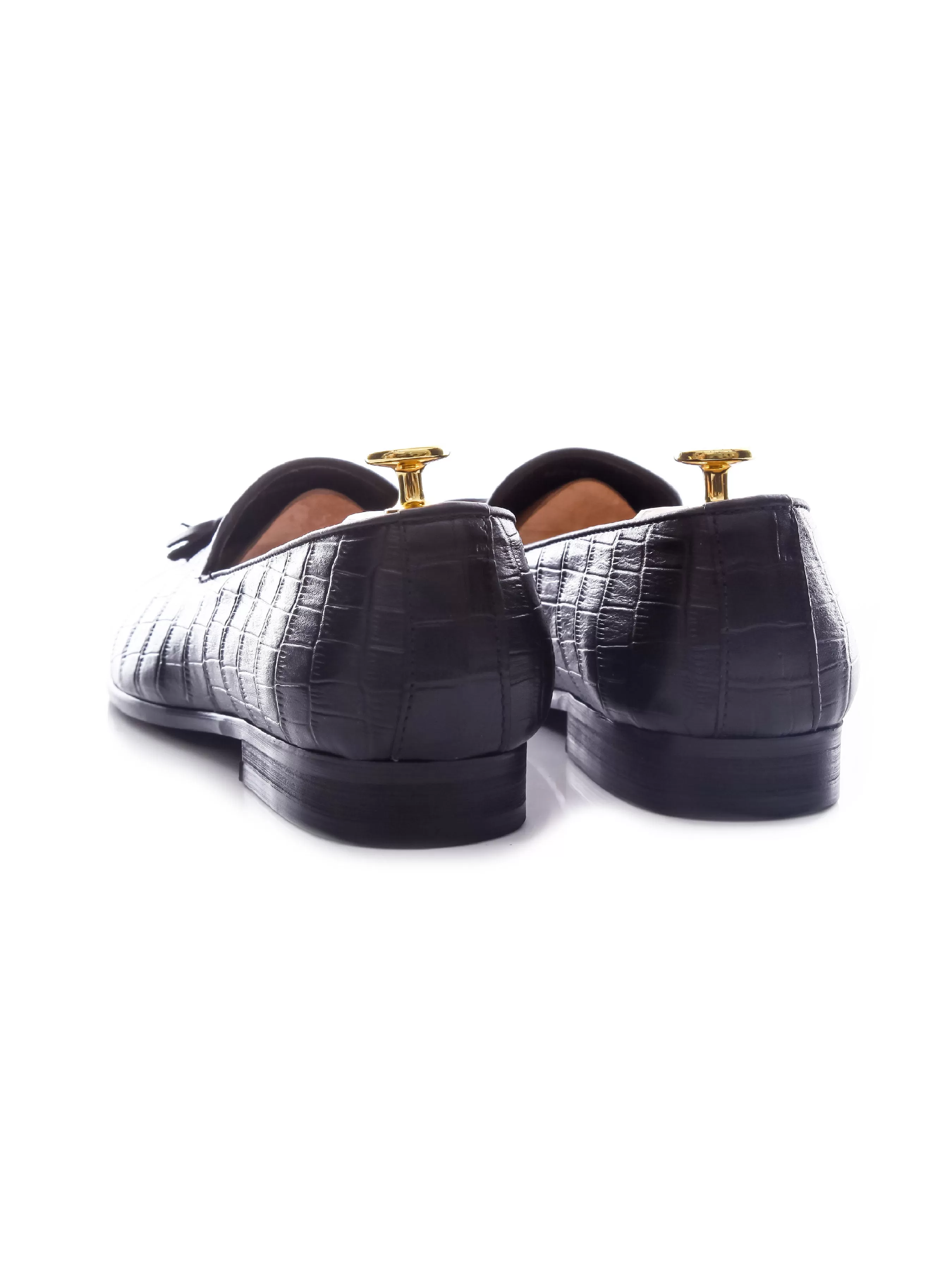 Loafer Slipper - Black Croco Leather