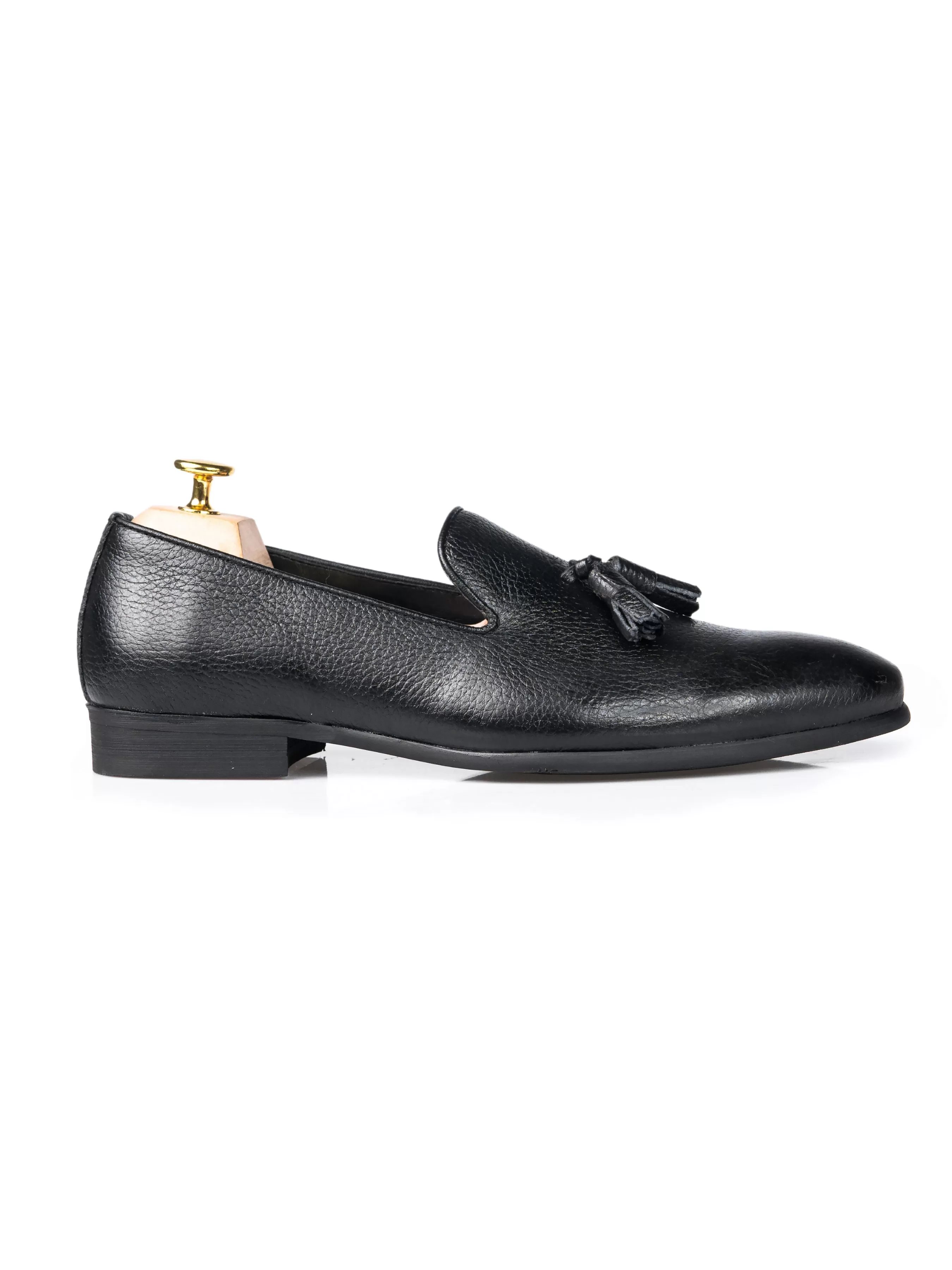 Loafer Slipper - Black Pebble Grain Leather