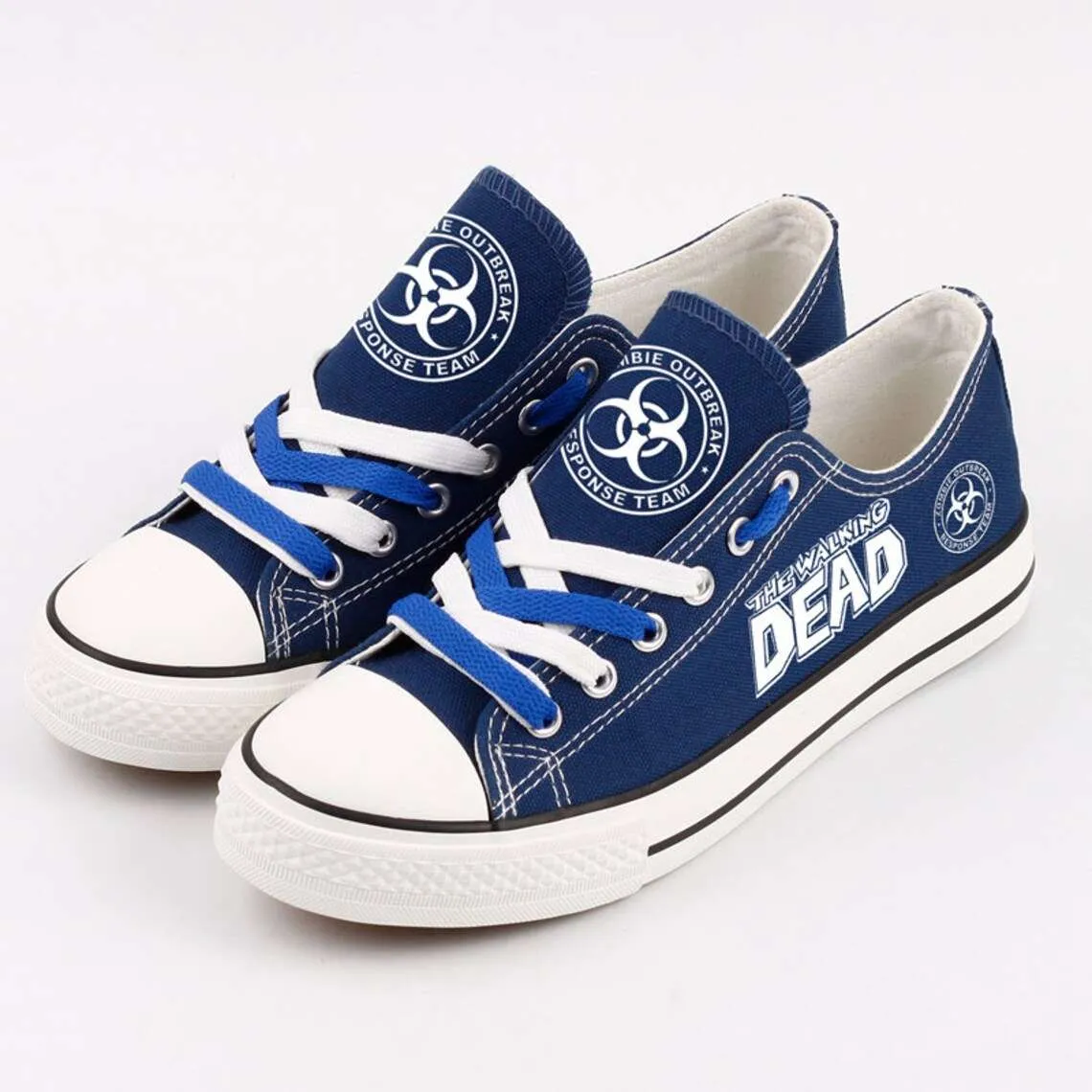 Love The Walking Dead Blue Sneakers Casual Canvas Low Top Converse Shoes For Halloween