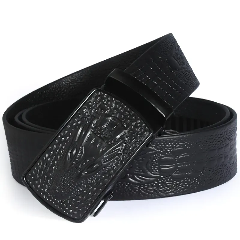 Luxury Belt Men's leather with crocodile pattern / Rock Style Belt With Automatic Buckle