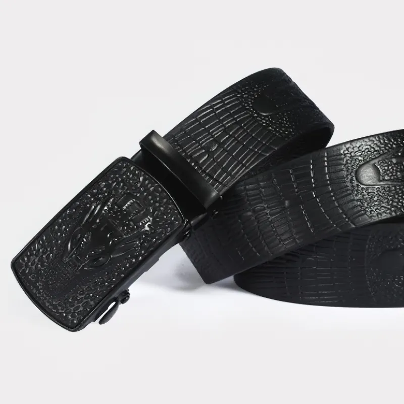 Luxury Belt Men's leather with crocodile pattern / Rock Style Belt With Automatic Buckle